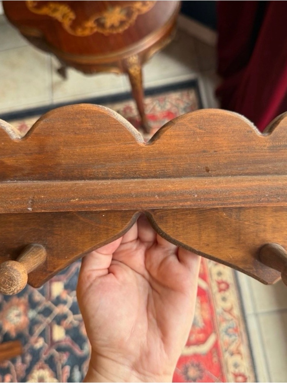 Vintage Wooden Heart Wall Peg Hanging Shelf Cottage Core Farmhouse Primitive